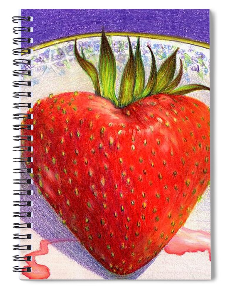 Strawberry Spiral Notebook featuring the painting I Love You Berry Much by Nancy Cupp
