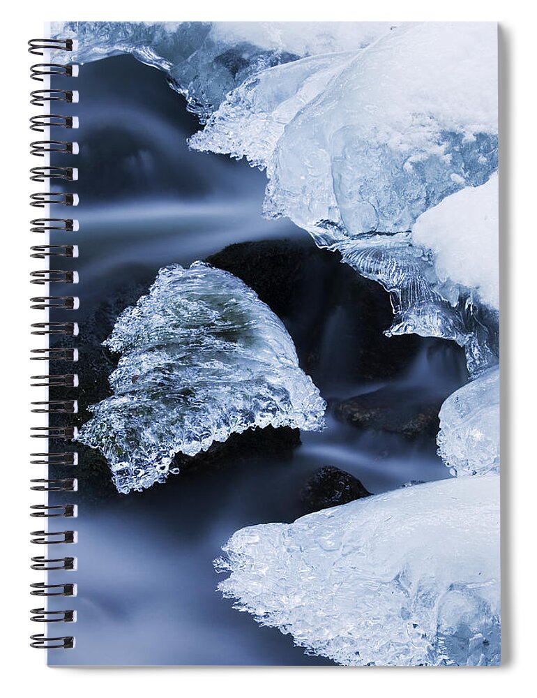 Fn Spiral Notebook featuring the photograph Ice Patches In Stream, Bavarian Forest by Heike Odermatt