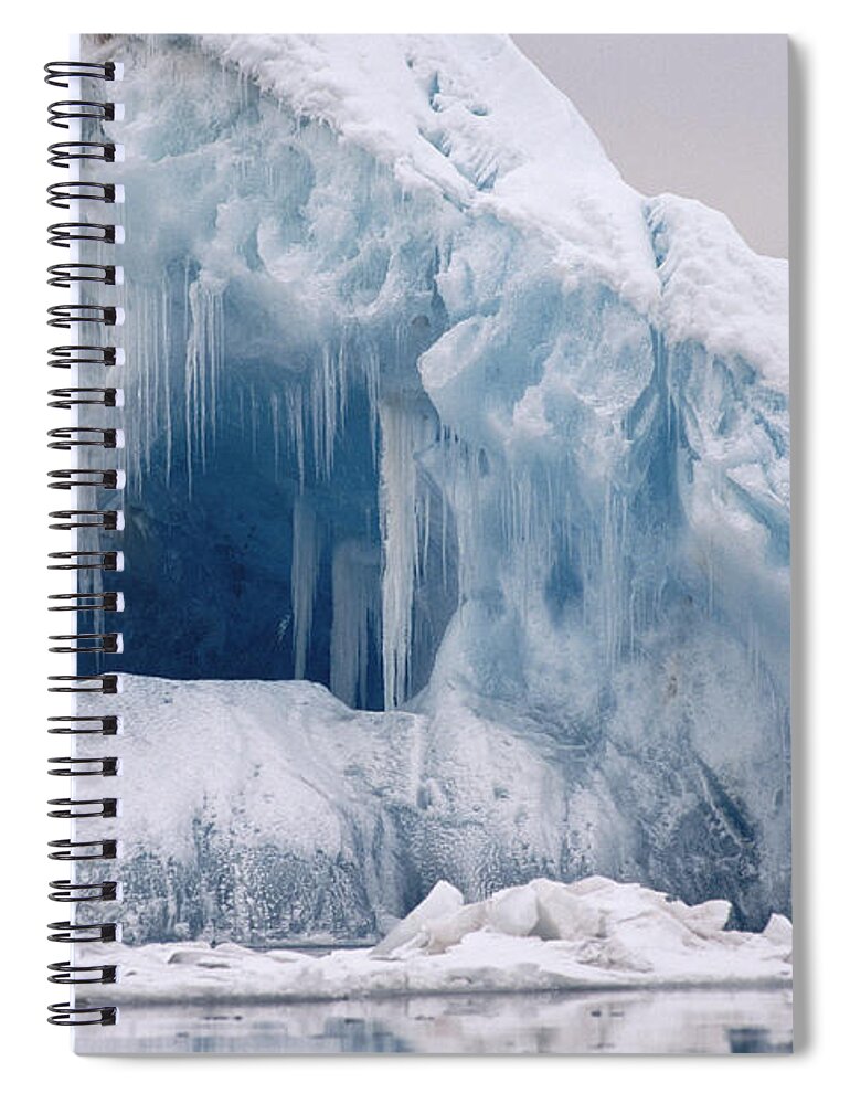 00127163 Spiral Notebook featuring the photograph Iceberg Svalbard Norway by Flip Nicklin