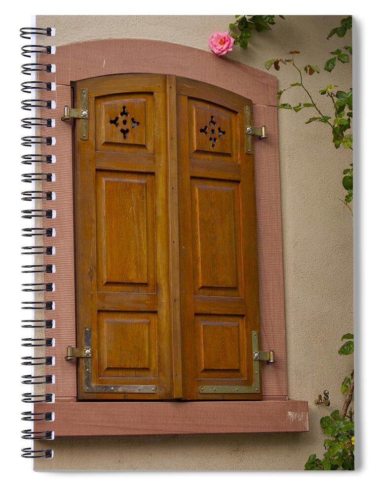 Wooden Shutters Spiral Notebook featuring the photograph In the Pink by Debbie Karnes