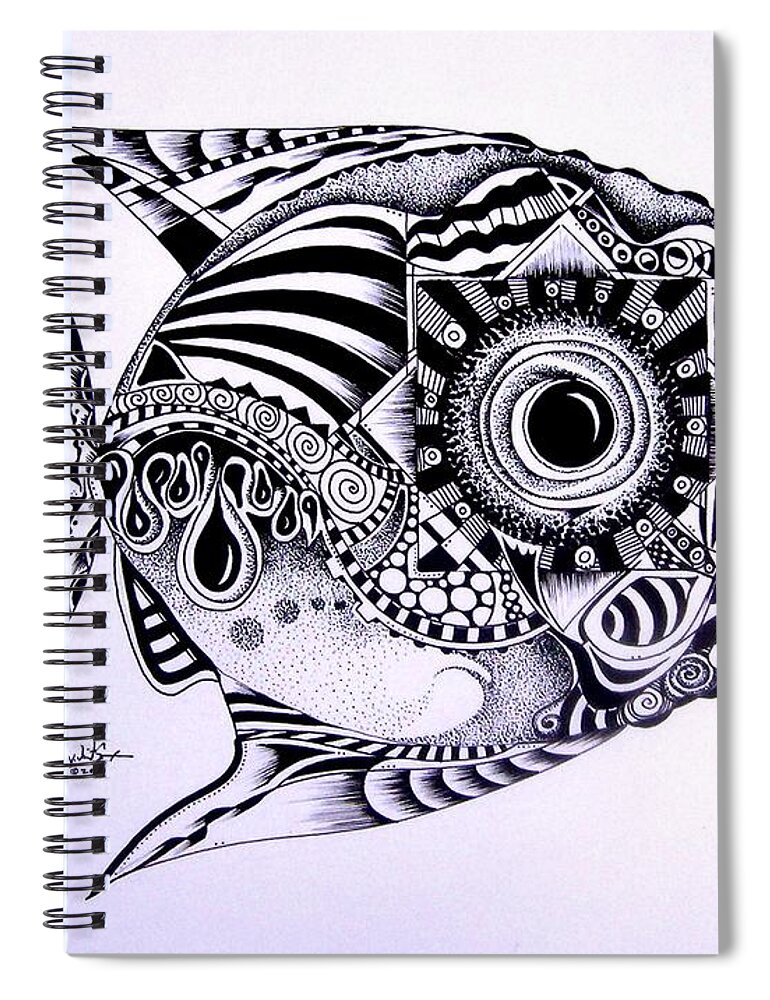 Fish Spiral Notebook featuring the painting Incomplete Anger by J Vincent Scarpace