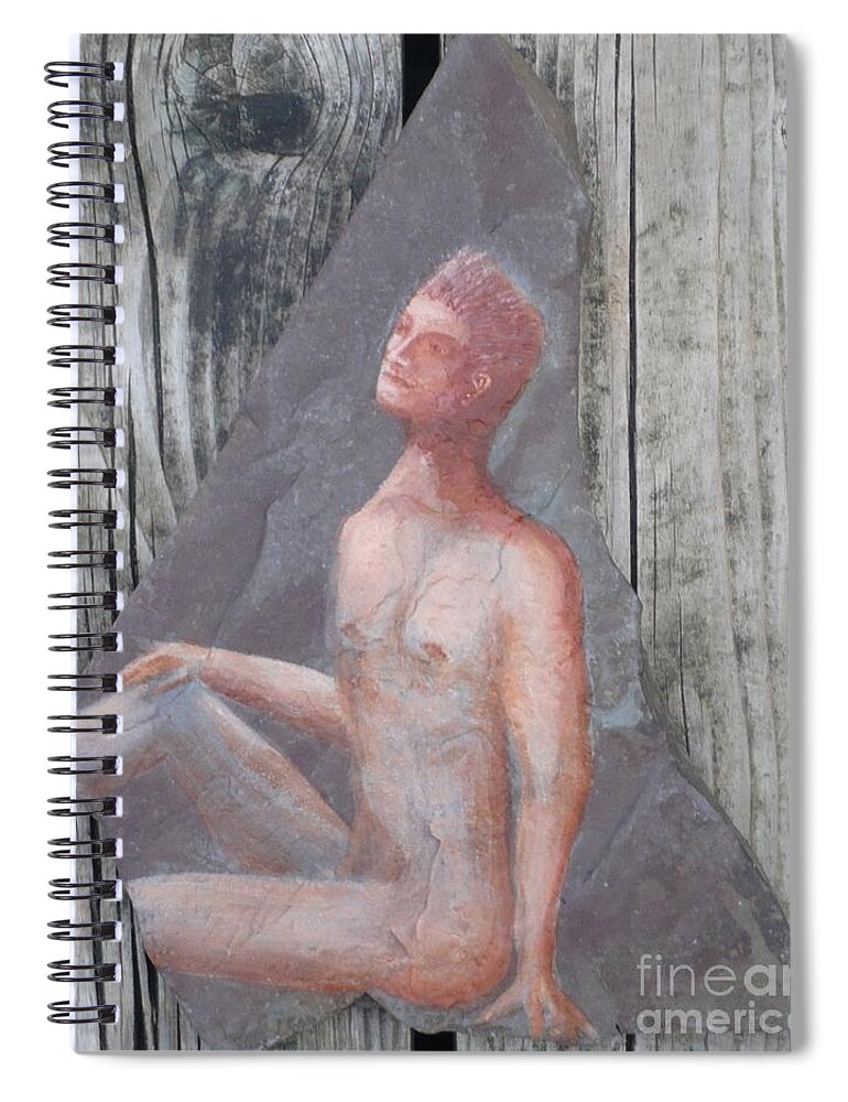Rock Spiral Notebook featuring the painting Interested Man by Monika Shepherdson