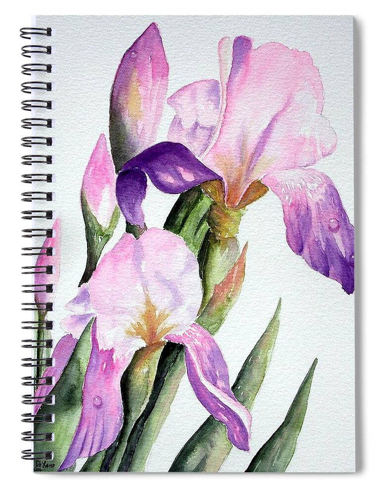 Flowers Spiral Notebook featuring the painting Iris by Lyn DeLano