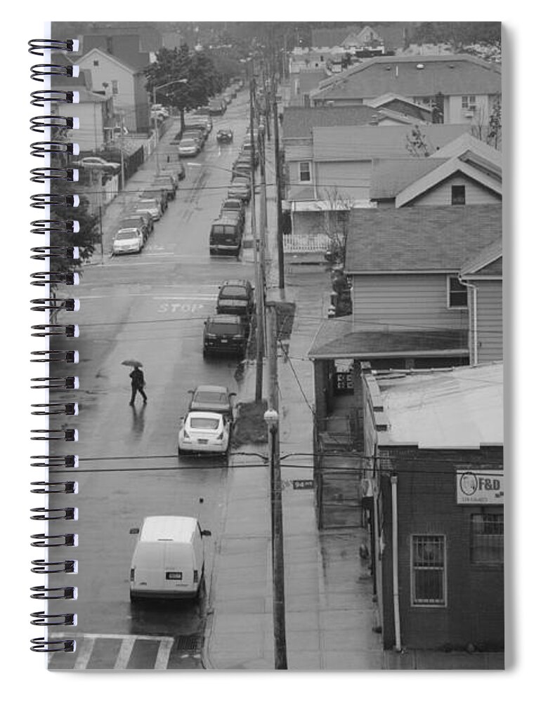 Black & White Spiral Notebook featuring the photograph Jamaica Queens by Steve Gravano