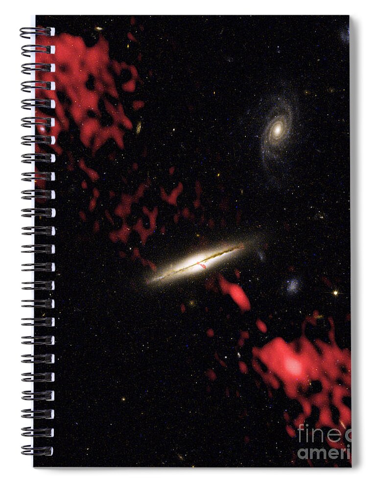 Particle Jet Spiral Notebook featuring the photograph Jet Emanating From Spiral Galaxy by Science Source