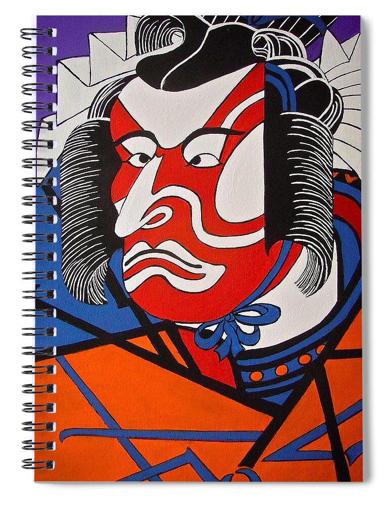 Japanese Spiral Notebook featuring the painting Kabuki Actor 2 by Stephanie Moore