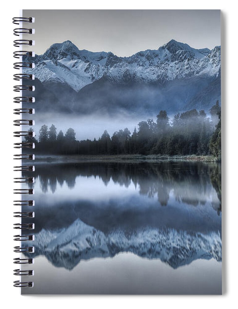 00446712 Spiral Notebook featuring the photograph Lake Matheson In Predawn Winter Light by Colin Monteath