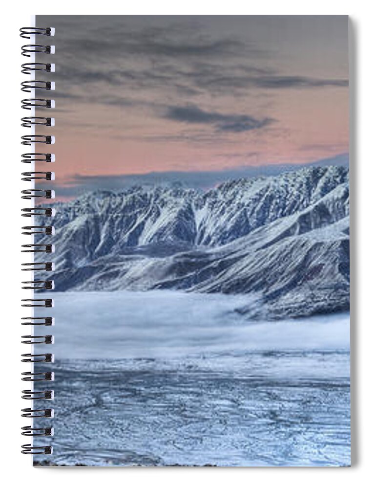 00445376 Spiral Notebook featuring the photograph Lake Pukaki With Ben Ohau Range by Colin Monteath