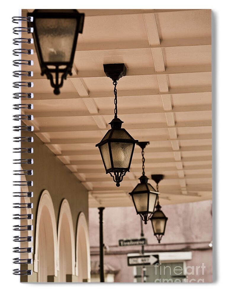 New Orleans Spiral Notebook featuring the photograph Lamps by Leslie Leda