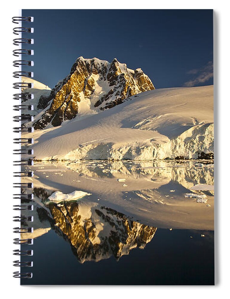 00451380 Spiral Notebook featuring the photograph Lemaire Channel At Sunset Antarctic by Colin Monteath