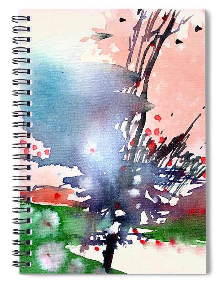 Landscape Spiral Notebook featuring the painting Light 2 by Anil Nene