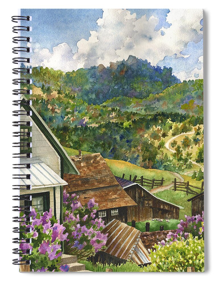 Colorado Mountains Painting Spiral Notebook featuring the painting Lilacs at Walker Ranch by Anne Gifford
