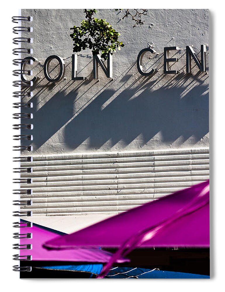 Architectural Features Spiral Notebook featuring the photograph Lincoln Center Sign by Ed Gleichman