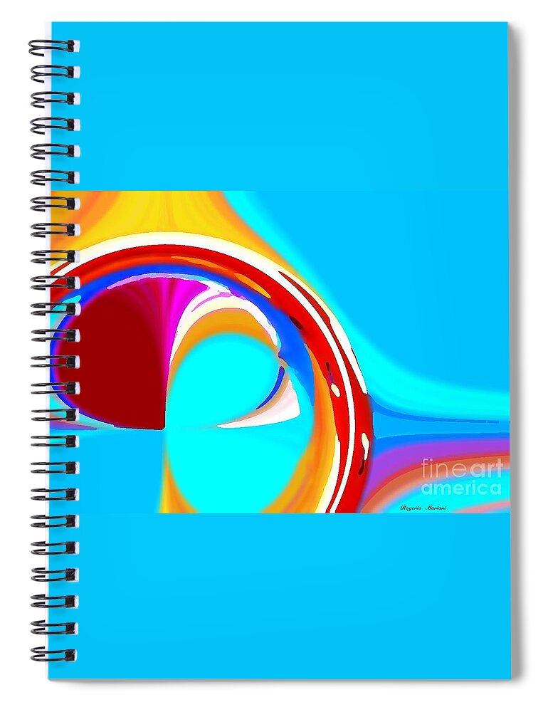  Spiral Notebook featuring the mixed media Linear circles by Rogerio Mariani