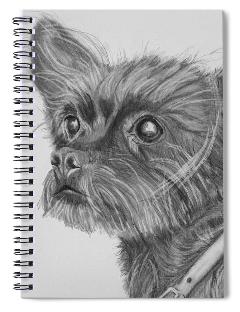 Dog Spiral Notebook featuring the drawing Little Heartbeat at My Feet by Susan A Becker