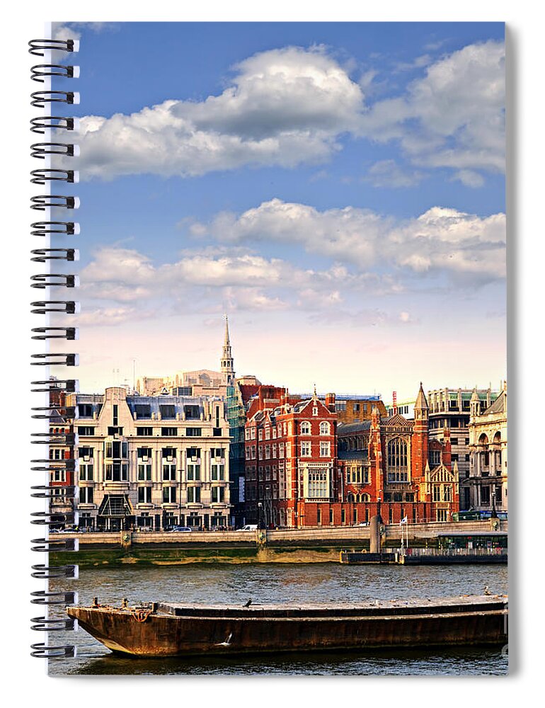 London Spiral Notebook featuring the photograph London skyline from Thames river by Elena Elisseeva