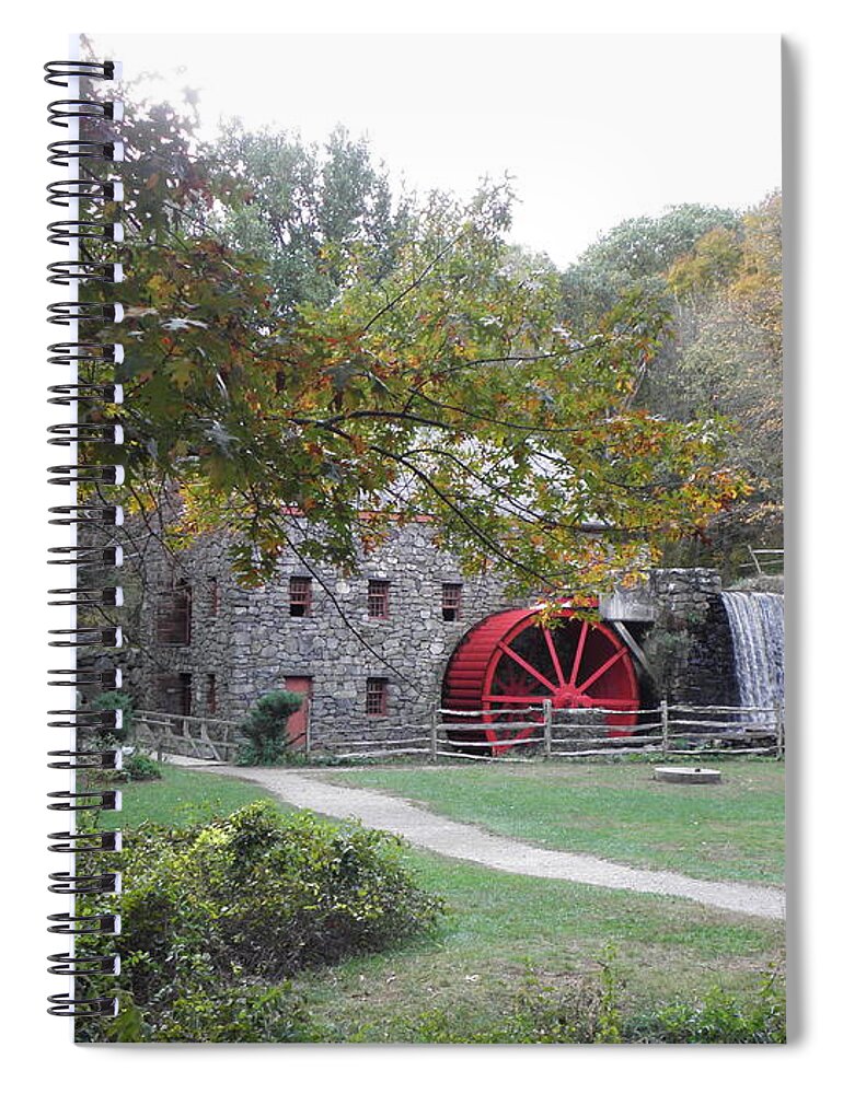 Longfellow Spiral Notebook featuring the photograph Longfellow Grist Mill x18 by Kim Galluzzo Wozniak