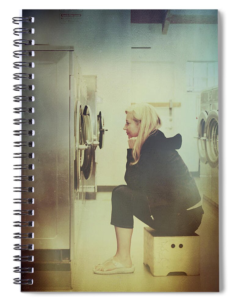 Laundry Mat Spiral Notebook featuring the photograph Looking For Answers In All The Wrong Places by Laurie Search