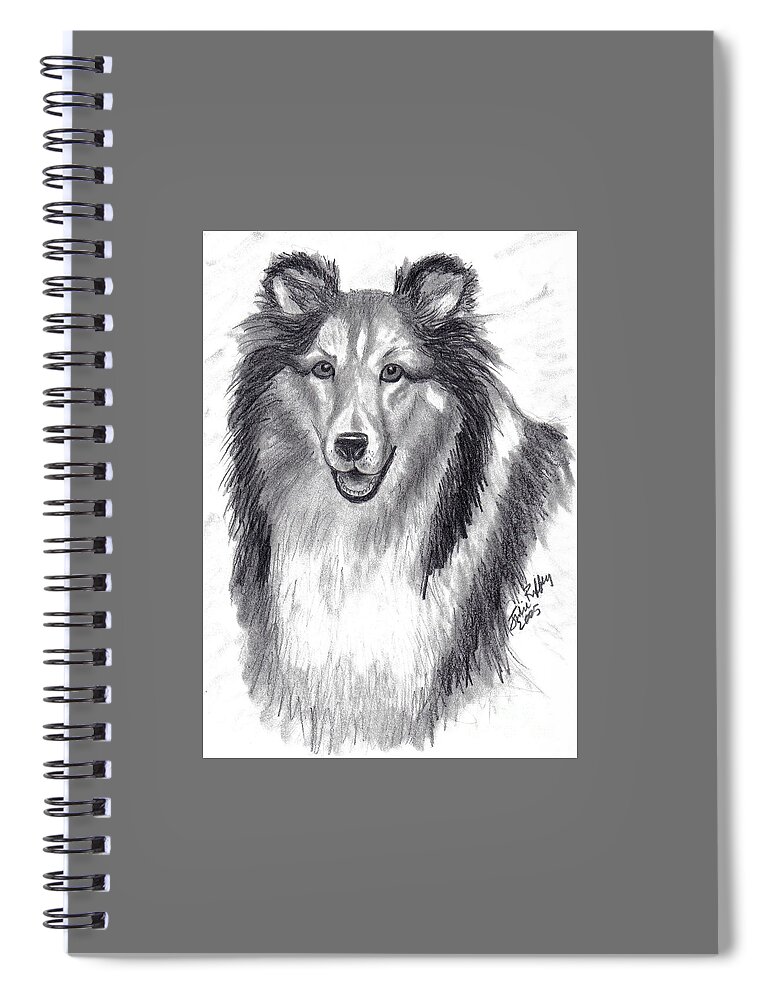 Collie Spiral Notebook featuring the drawing Looks Like Lassie by Julie Brugh Riffey