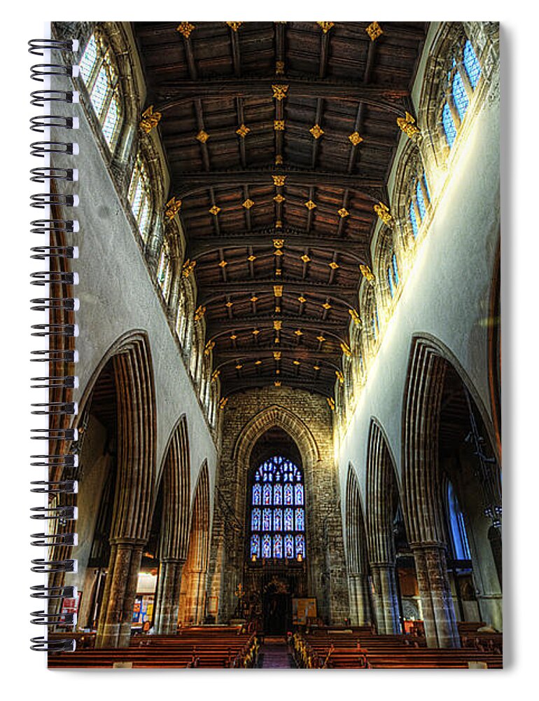 Yhun Suarez Spiral Notebook featuring the photograph Loughborough Church Ceiling And Nave by Yhun Suarez