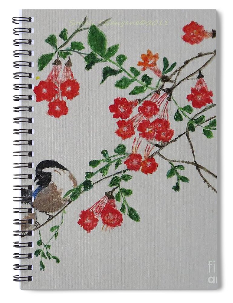 Birds On A Flower Branch Spiral Notebook featuring the painting Love by Sonali Gangane