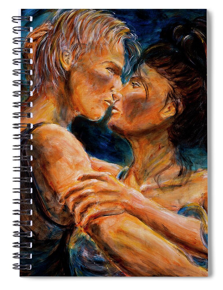 Lovers Spiral Notebook featuring the painting Lovers - Close up by Nik Helbig