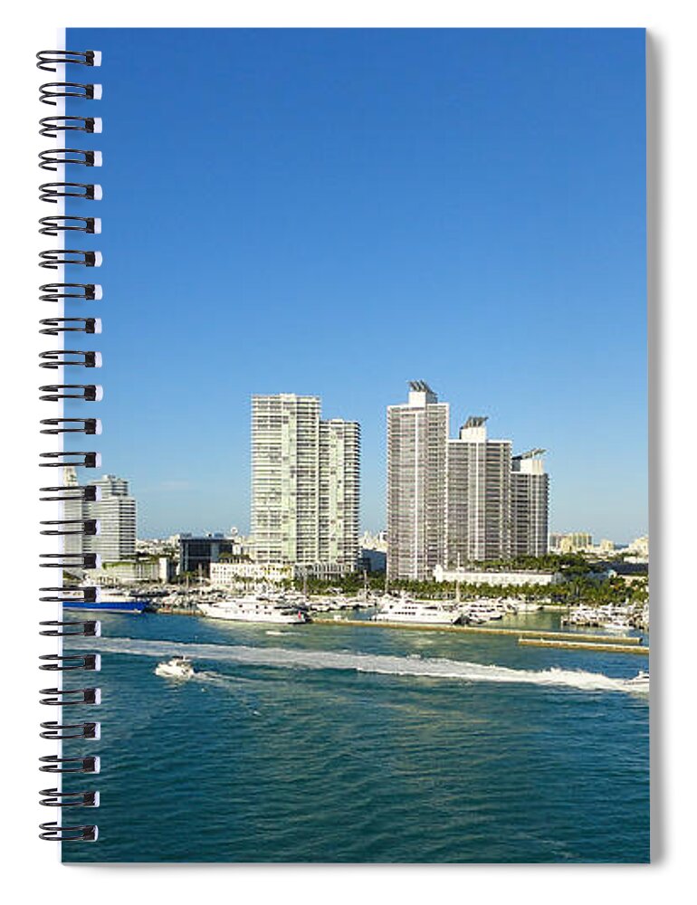 Miami Panorama Spiral Notebook featuring the photograph Miami skyline by Dejan Jovanovic