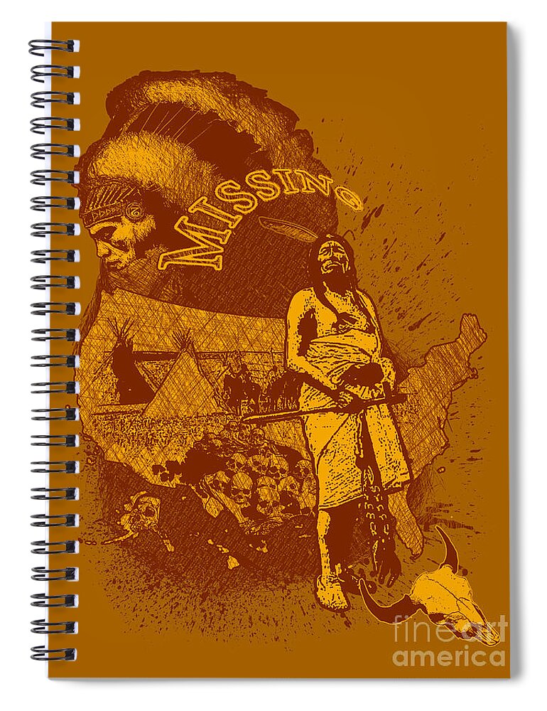 Indian Spiral Notebook featuring the mixed media Missing by Tony Koehl