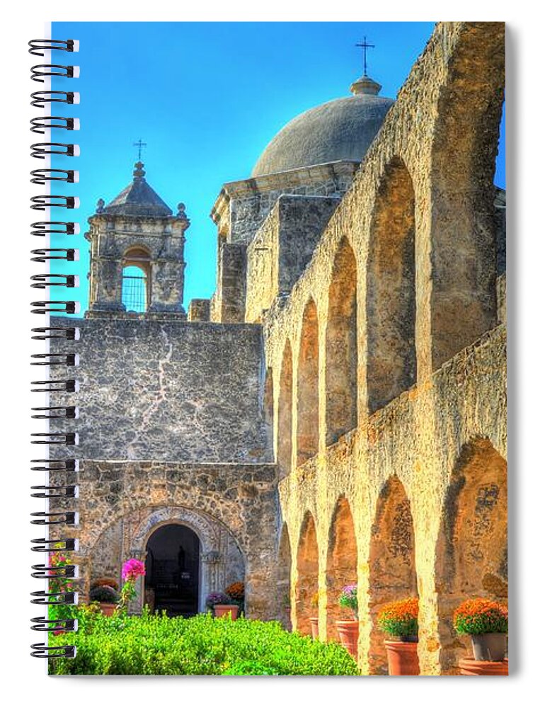 Courtyard Spiral Notebook featuring the photograph Mission Courtyard by David Morefield