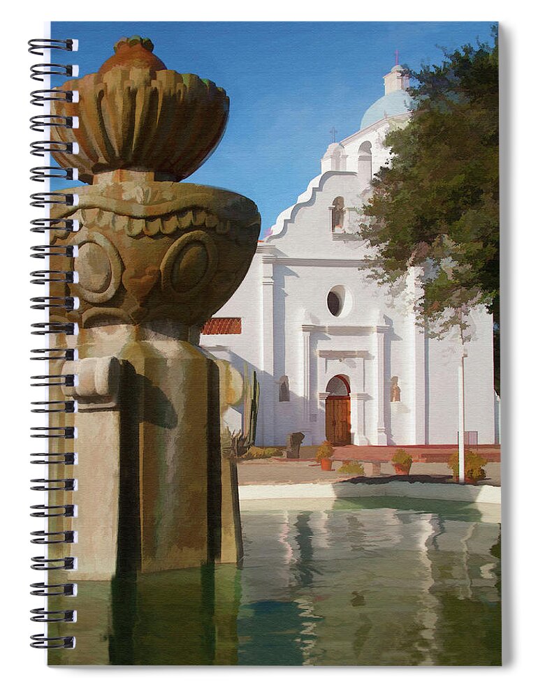 Architecture Spiral Notebook featuring the digital art Mission Santa Cruz by Sharon Foster