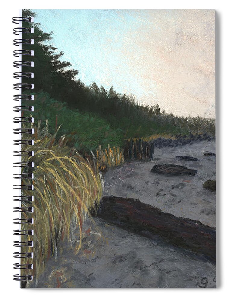 Tofino Spiral Notebook featuring the pastel Misty Beach by Ginny Neece
