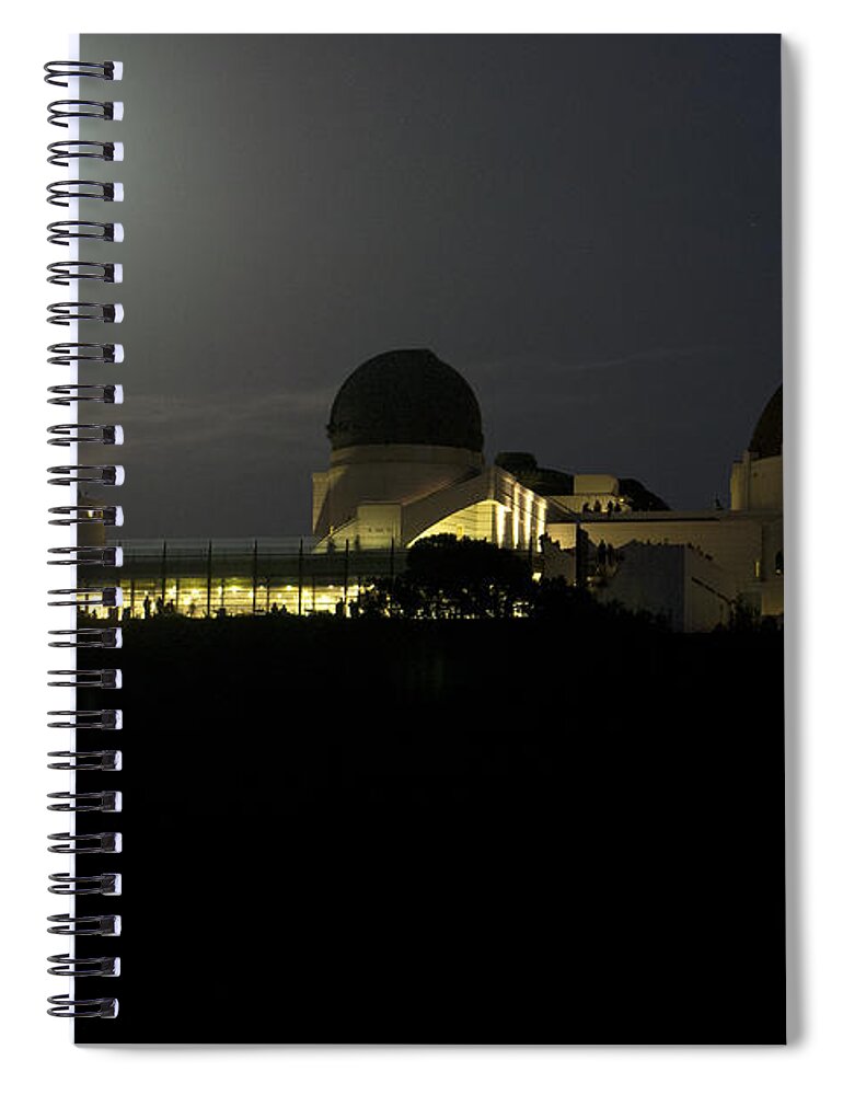 Landscape Spiral Notebook featuring the photograph Moon Over Griffith Observatory by Mike Herdering