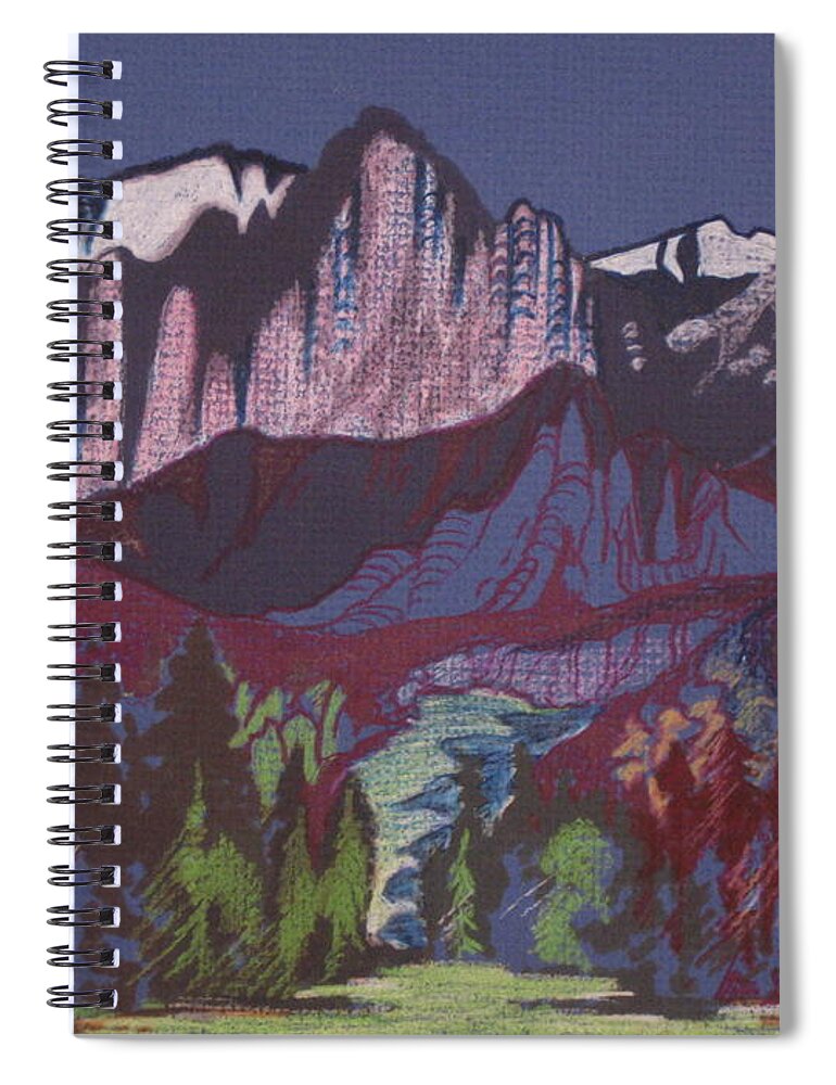 Mt. Whitney Spiral Notebook featuring the mixed media Mt Whitney by Barbara Prestridge