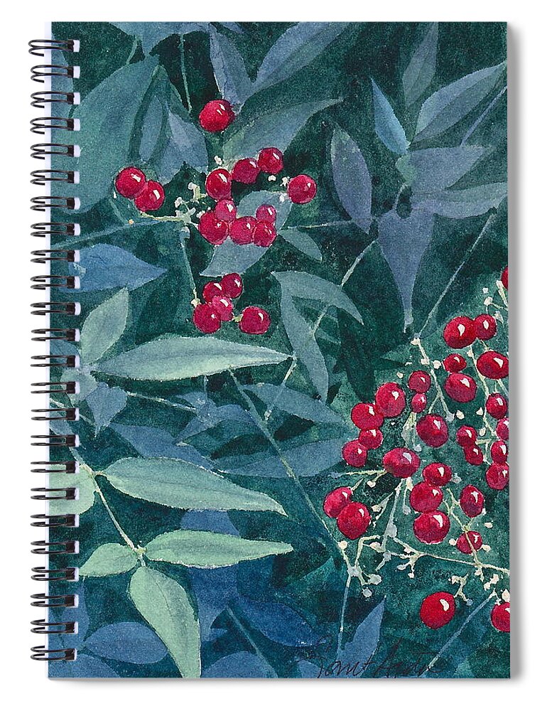Plant Spiral Notebook featuring the painting Nandina by Frank SantAgata