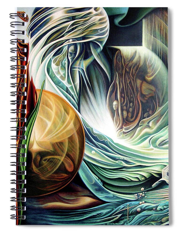 Visionary Spiral Notebook featuring the painting New Beginnig by Nad Wolinska