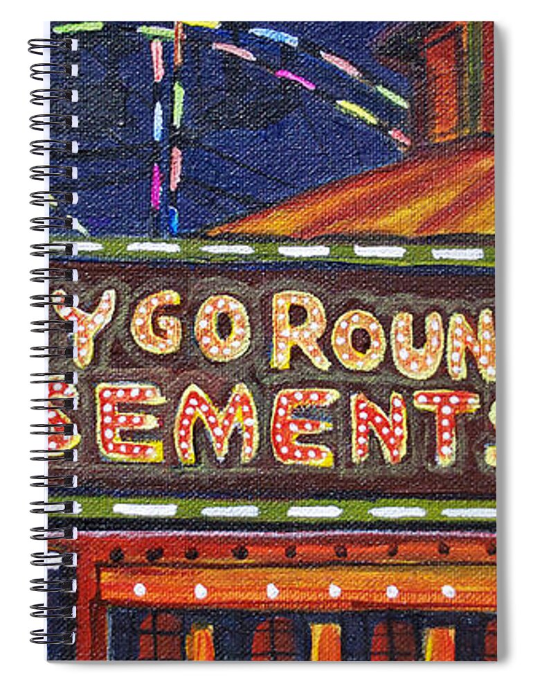 Asbury Park Spiral Notebook featuring the painting Night Merry's by Patricia Arroyo