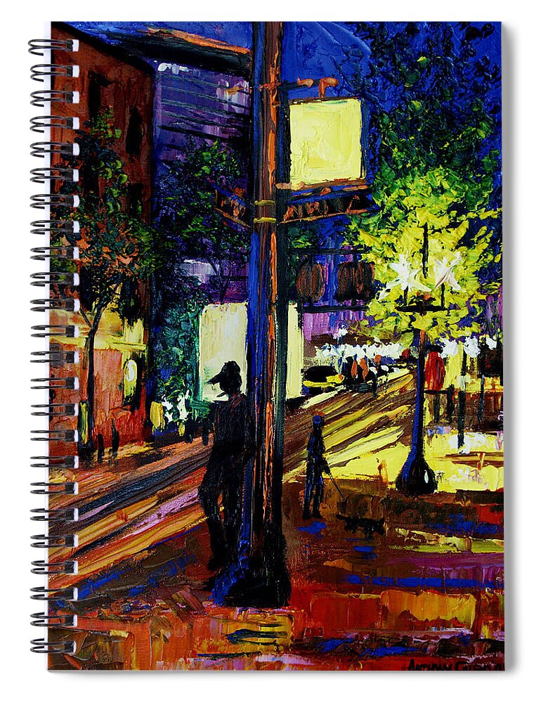 Night Moves Framed Prints Spiral Notebook featuring the painting Night Moves by Anthony Falbo