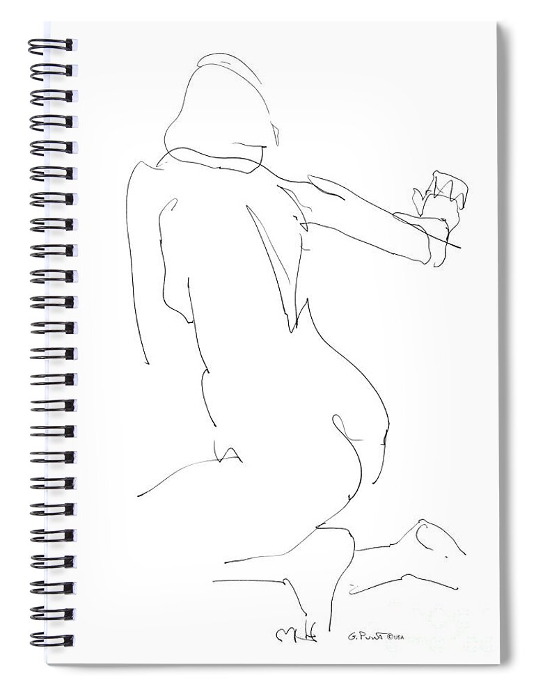 Females Spiral Notebook featuring the drawing Nude Female Drawings 8 by Gordon Punt