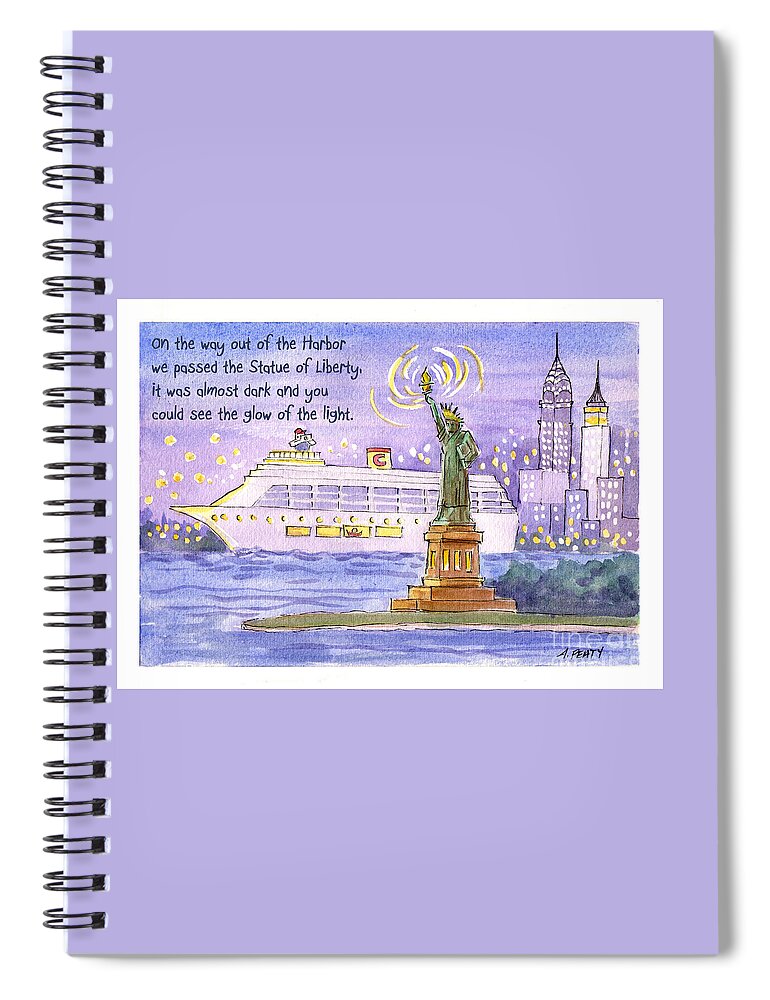 New York Spiral Notebook featuring the painting NYC Harbor Cruise by Audrey Peaty