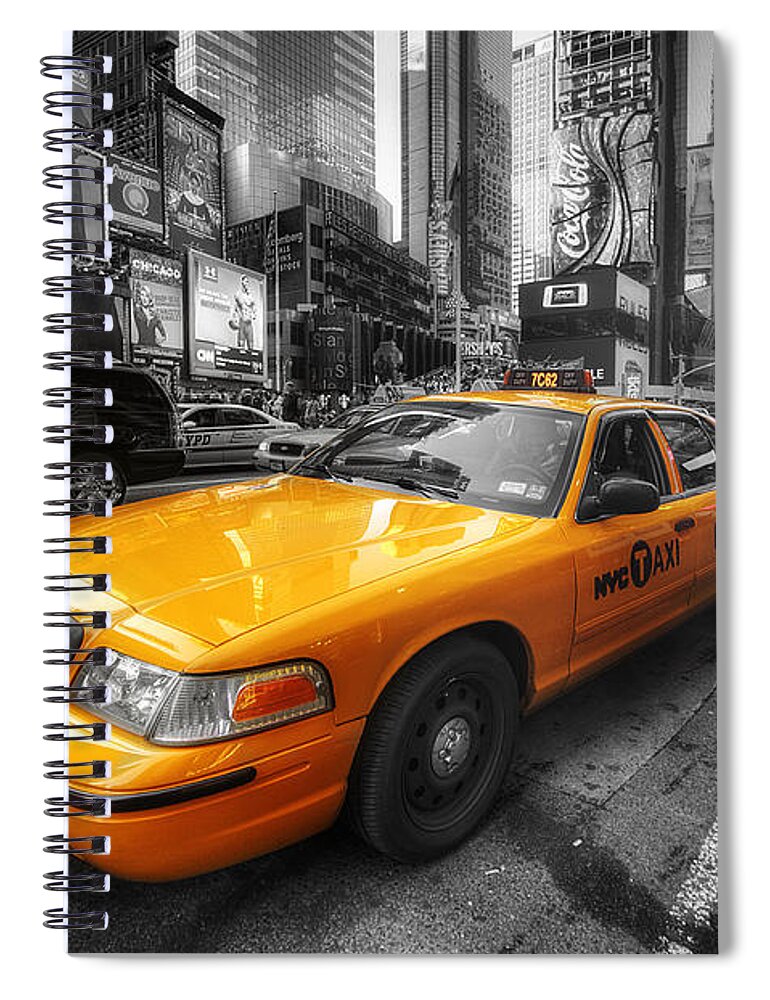Art Spiral Notebook featuring the photograph NYC Yellow Cab by Yhun Suarez