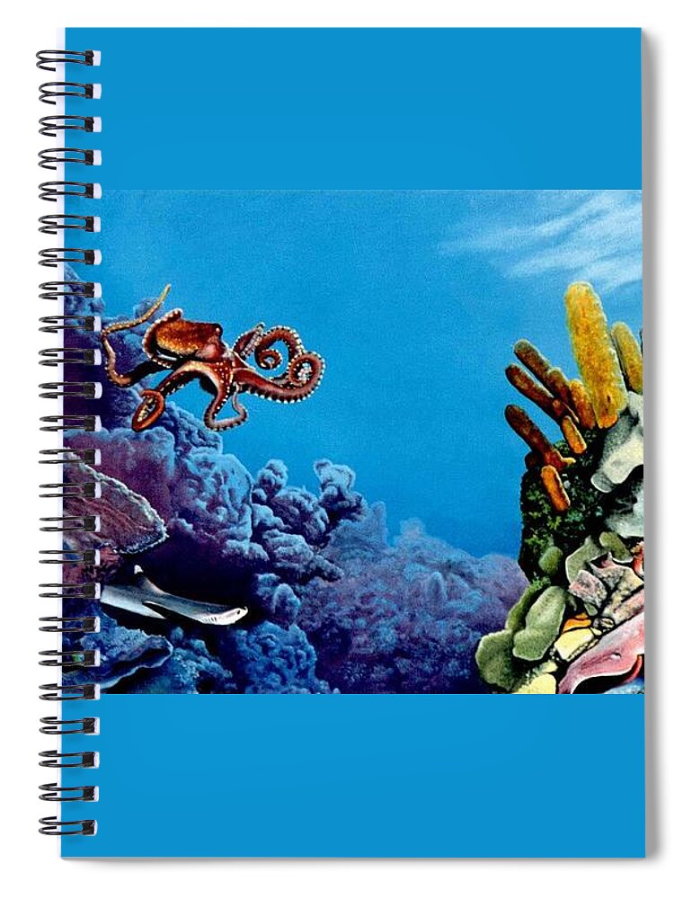 Octopus Spiral Notebook featuring the painting Octopus Garden by Ben Saturen