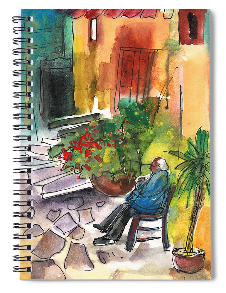 Travel Art Spiral Notebook featuring the painting Old and Lonely in Crete 02 by Miki De Goodaboom