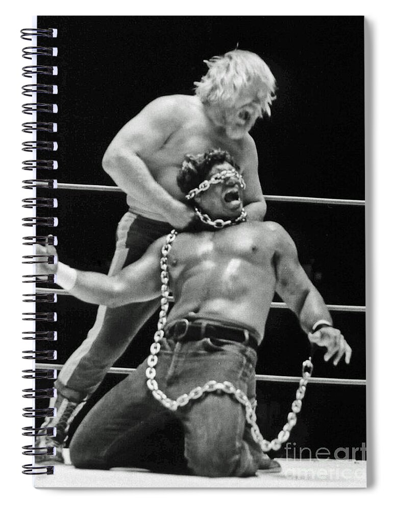 Old School Wrestling Spiral Notebook featuring the photograph Old School Wrestling Chain Match between Moondog Mayne and Don Muraco by Jim Fitzpatrick