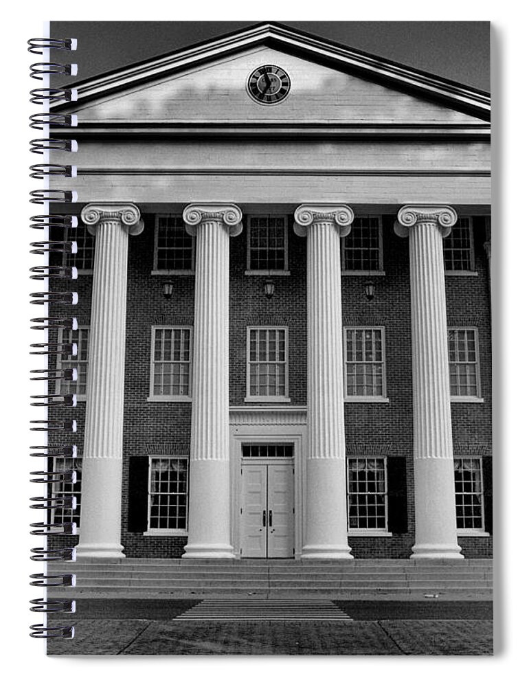 Lyceum Spiral Notebook featuring the photograph Ole Miss Lyceum Black and White by Joshua House