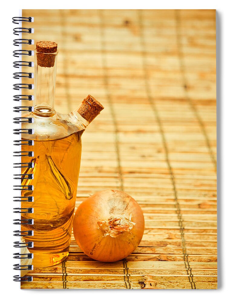 Bulb Spiral Notebook featuring the photograph Olive oil by Tom Gowanlock