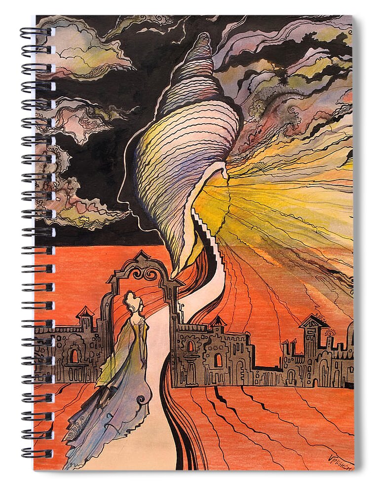 Fantasy Spiral Notebook featuring the painting On the way to my Subconsciousness by Valentina Plishchina