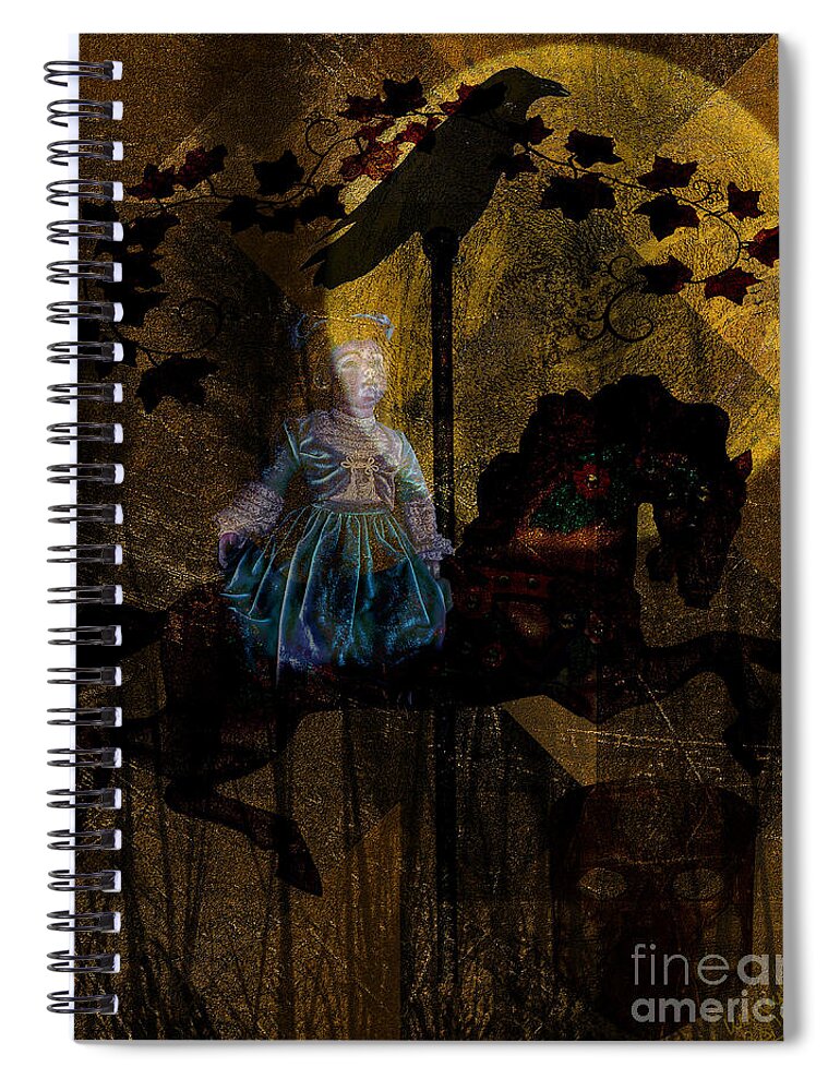 Raven Spiral Notebook featuring the digital art Once Upon a Night by Mimulux Patricia No