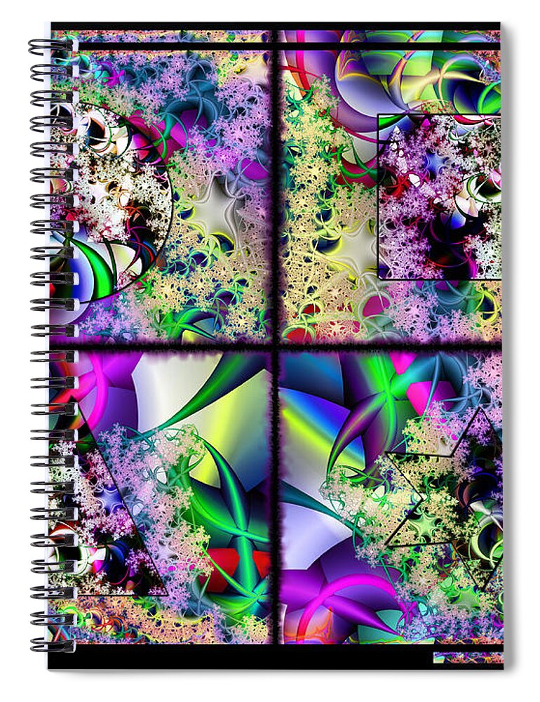 Fractal Art Spiral Notebook featuring the digital art One WeirdAss Design by Susan Kinney
