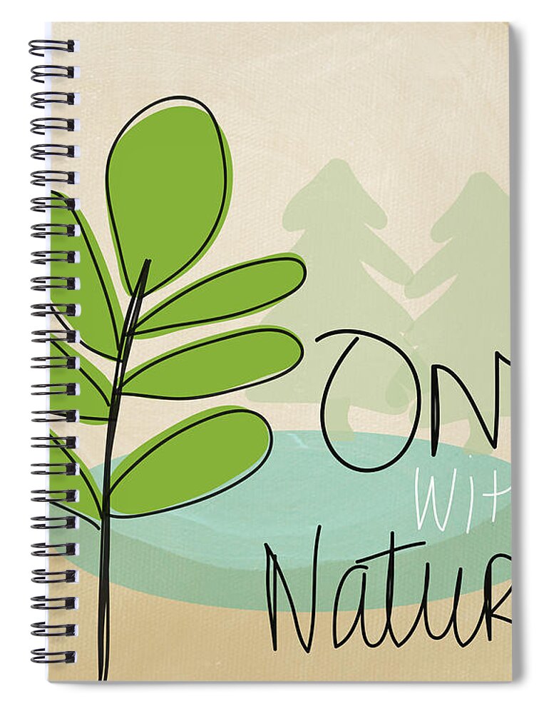 Tree Spiral Notebook featuring the painting One With Nature by Linda Woods