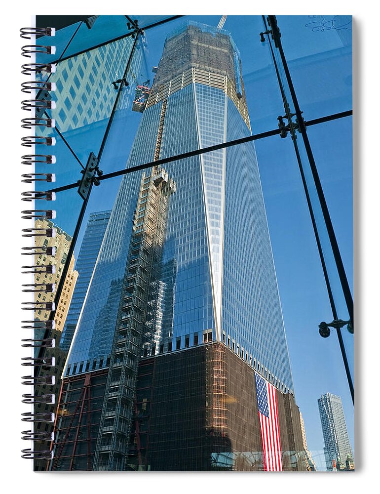 Nyc Spiral Notebook featuring the photograph One WTC Rising by S Paul Sahm